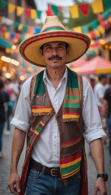 모자 발과 함께 Cinco De Mayo 스트리트 피에스타의 사진