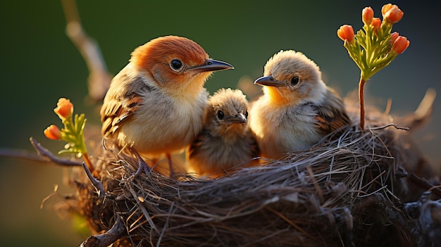 写真 システィコラ・エクシリスの鳥が幼虫にをあげている