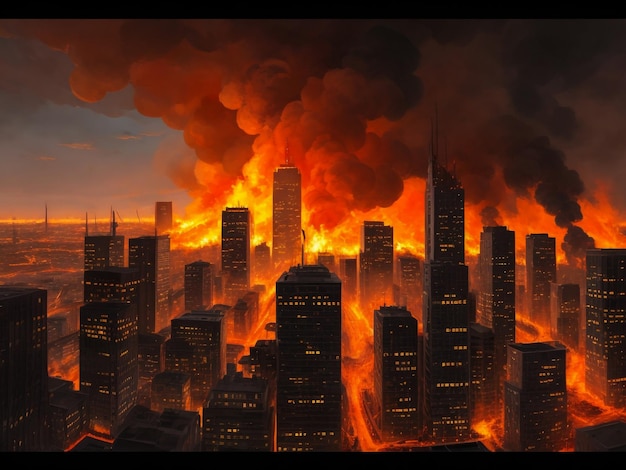 Photo of city on fire