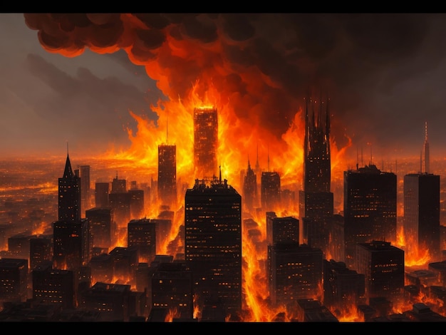 Photo of city on fire