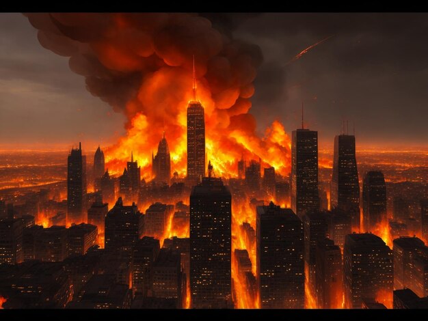 Photo of city on fire