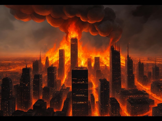 Photo of city on fire