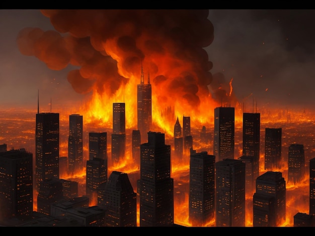 Photo of city on fire