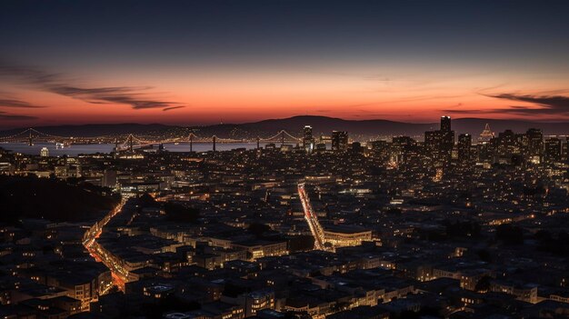 A Photo of City Lights at Dusk