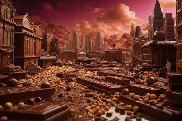 Photo city made of chocolate