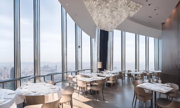 AI가 만든 레스토랑의 관점에서 도시 전망을 찍은 사진