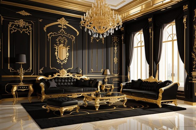 Photo classic black and gold interior