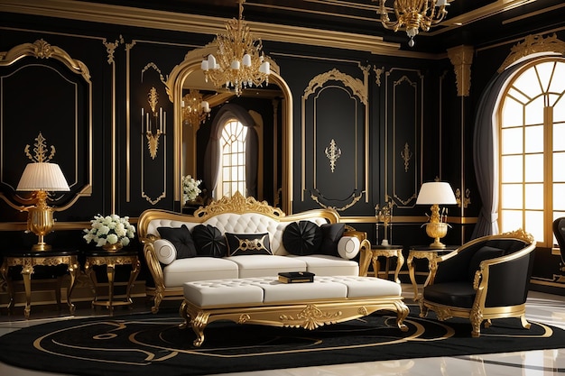 Photo classic black and gold interior