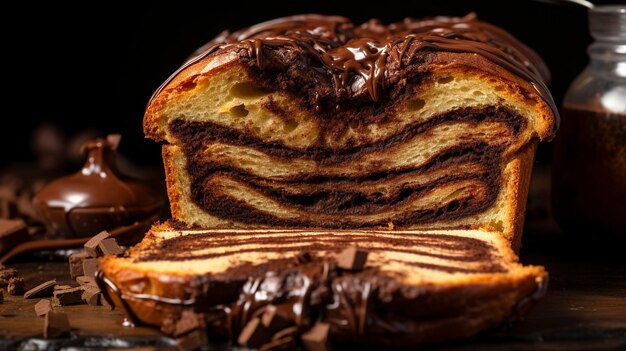 A photo of a classic chocolate babka