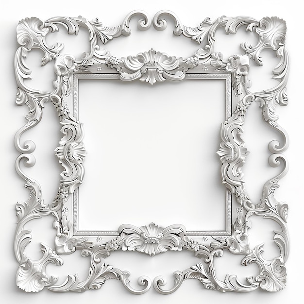 photo of classic frame skillfully carved isolated on white