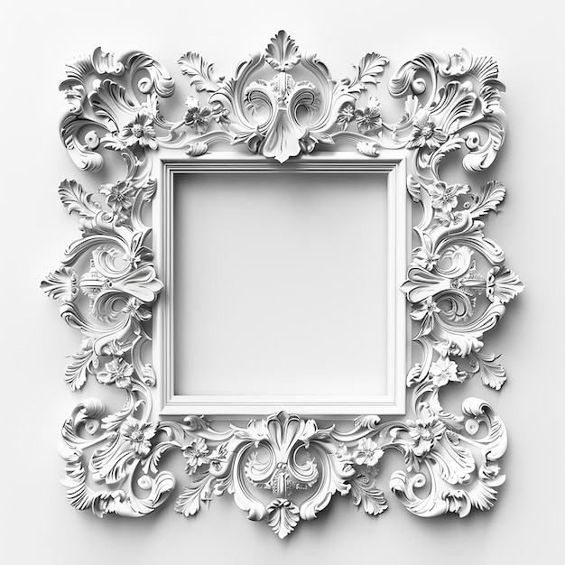photo of classic frame skillfully carved isolated on white