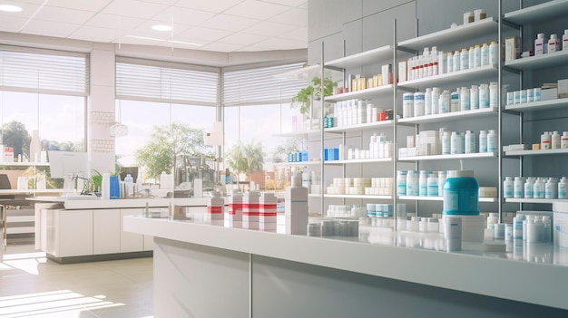 A photo of a clean and organized pharmacy dispensary