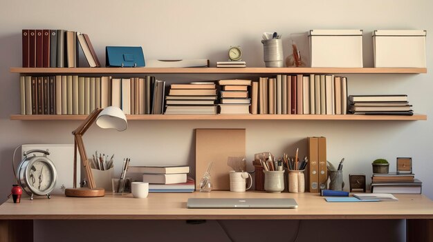 A photo of a clean and organized workspace with a variety of stationery