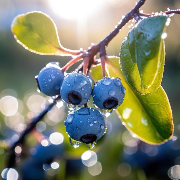 Foto foto ravvicinata del frutteto di mirtilli