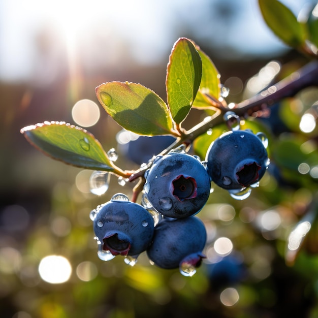 Foto foto ravvicinata del frutteto di mirtilli