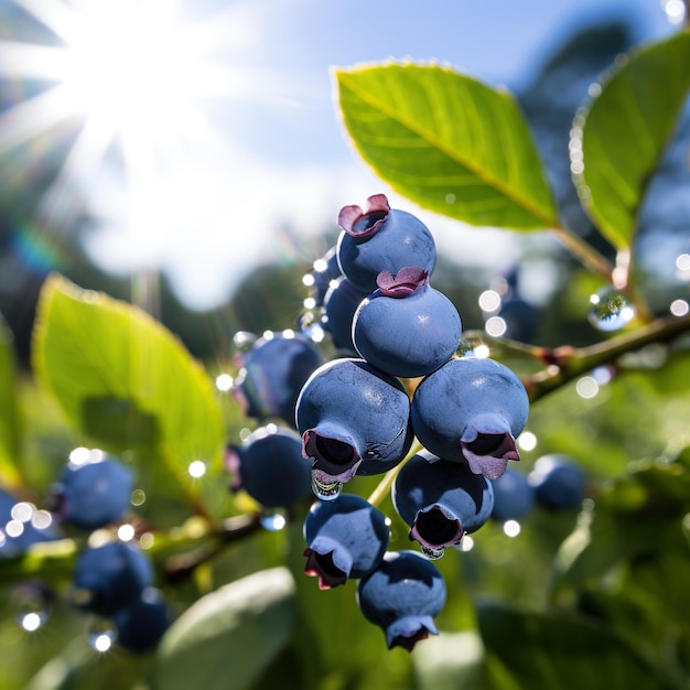 Foto foto ravvicinata del frutteto di mirtilli