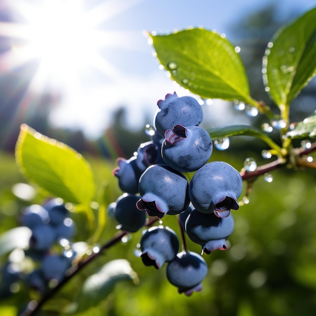 Foto foto ravvicinata del frutteto di mirtilli