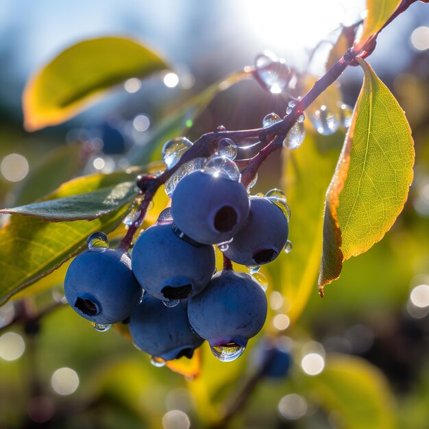 Foto foto ravvicinata del frutteto di mirtilli