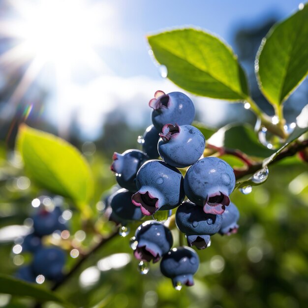 Foto foto ravvicinata del frutteto di mirtilli