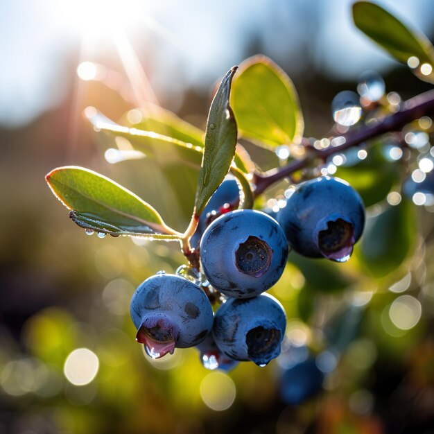 Foto foto ravvicinata del frutteto di mirtilli