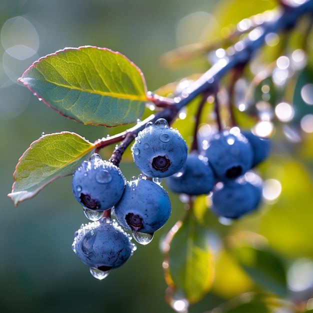 Foto foto ravvicinata del frutteto di mirtilli