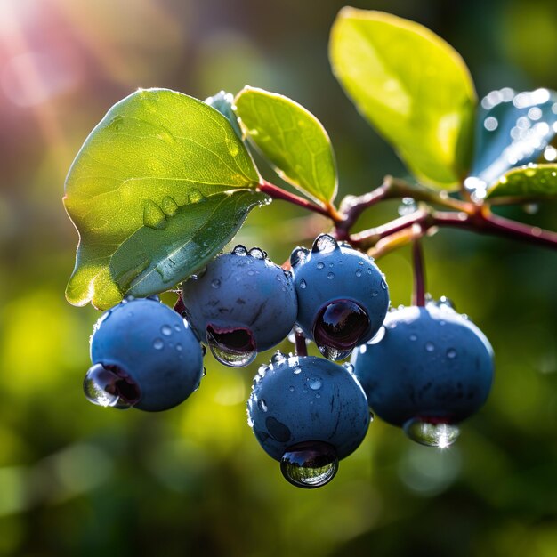 Foto foto ravvicinata del frutteto di mirtilli