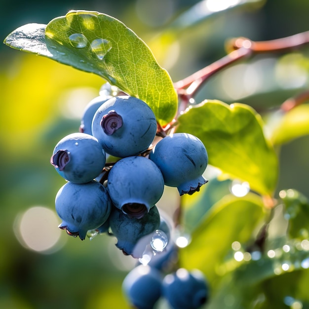 Foto foto ravvicinata del frutteto di mirtilli