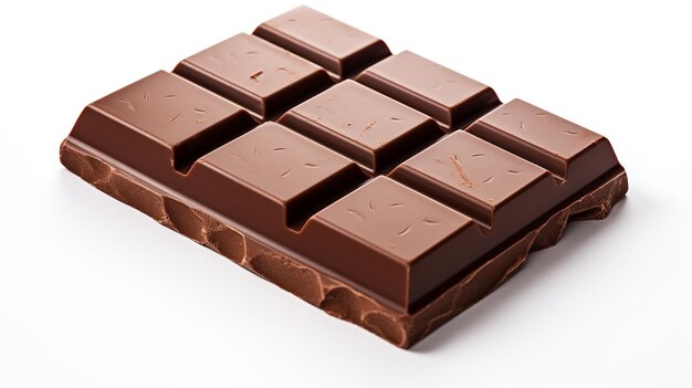 Фото сближения шоколадного батончика, изолированного на белом фоне, сгенерированного ИИ