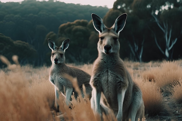 カンガルー有袋類のクローズアップ写真