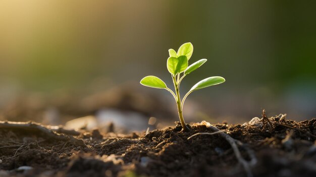 写真 成長している植物の苗木のクローズアップ写真