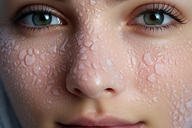 Foto photo close up on skin pores during face care routine