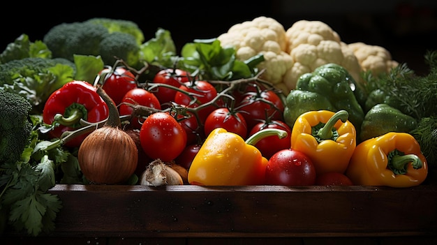 photo close-up van doos met rijpe groenten