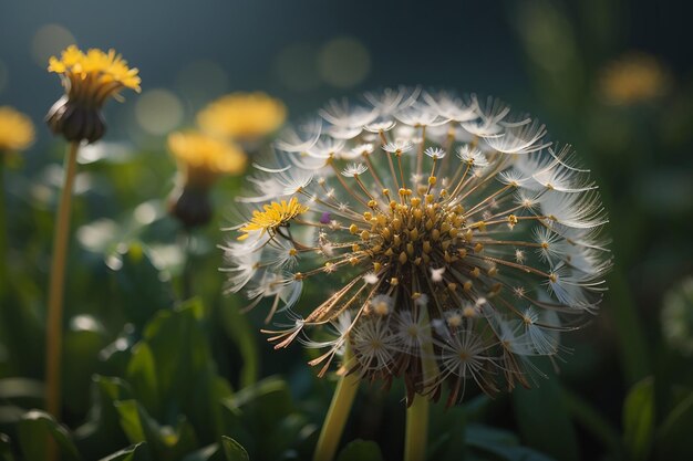 Photo close up view of the beautiful dandelion taraxacum officinale flower