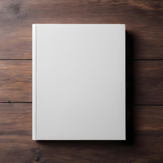 photo closed White book on wooden background top view