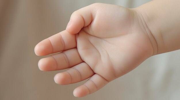 Photo a photo of a closeup of baby hands reaching out