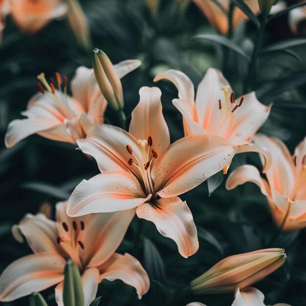 photo closeup of blooming lilies