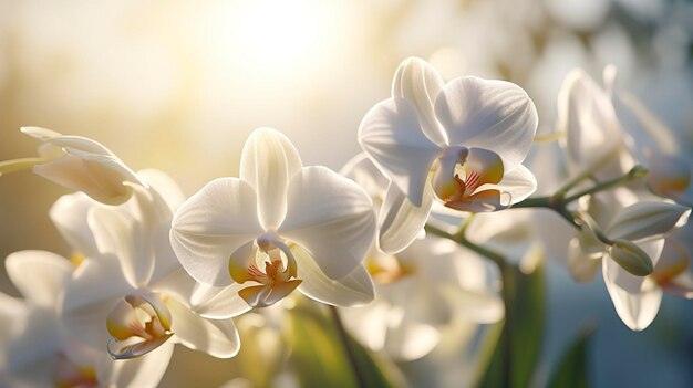 A photo of a closeup of a blooming orchid