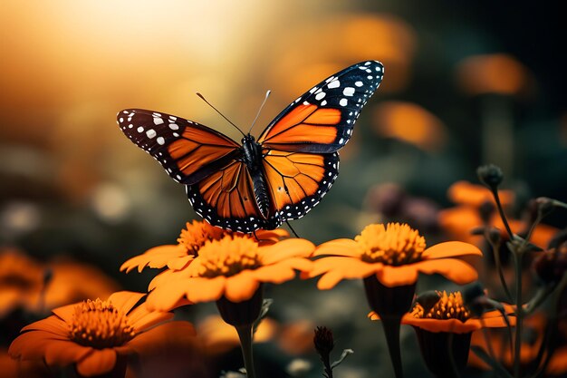 Photo of closeup of a butterfly on a forest flower