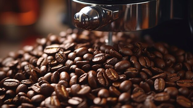 Photo a photo of a closeup of coffee beans in a manual grinder