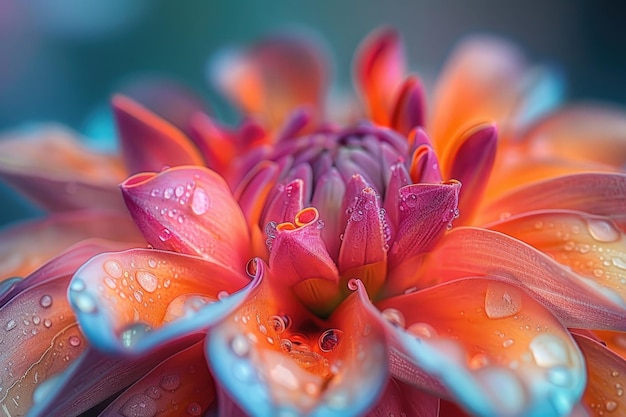 A photo of a closeup of a colorful flower with its petals blurred by motion
