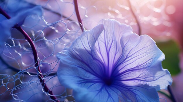 Photo a photo of a closeup of the delicate tendrils of a morning glory flower