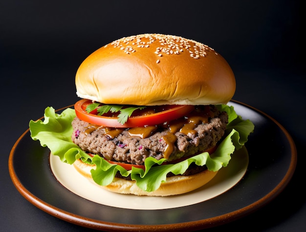 Photo photo closeup of a delicious roast beef burger