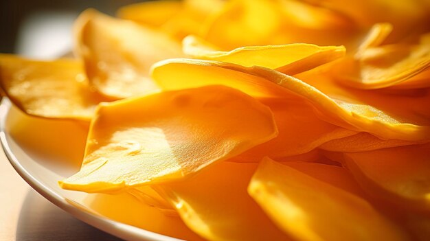 Photo of a closeup of dried mango slices