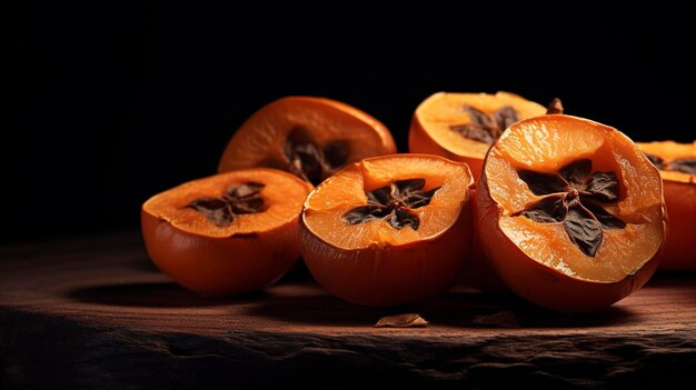 A photo of a closeup of dried persimmons