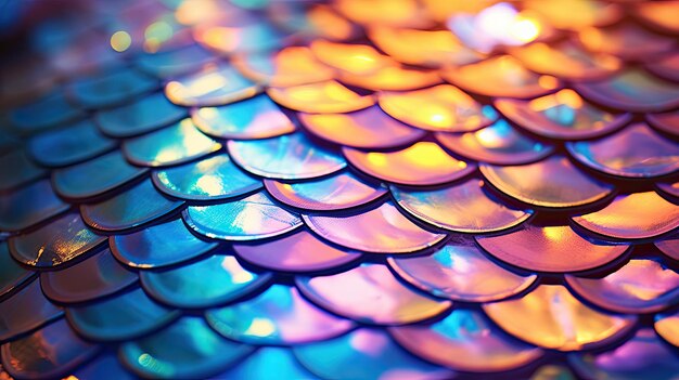 A photo of a closeup of a fish scales iridescent shimmer