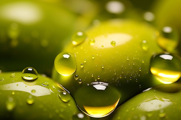 Photo photo of closeup of olive oil droplets