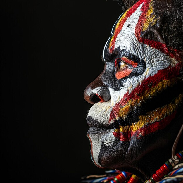 photo closeup portrait of a witch from the indigenous african tribe wearing traditional costume