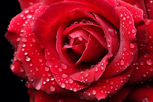 Photo of Closeup of raindrops on rose petals Flower