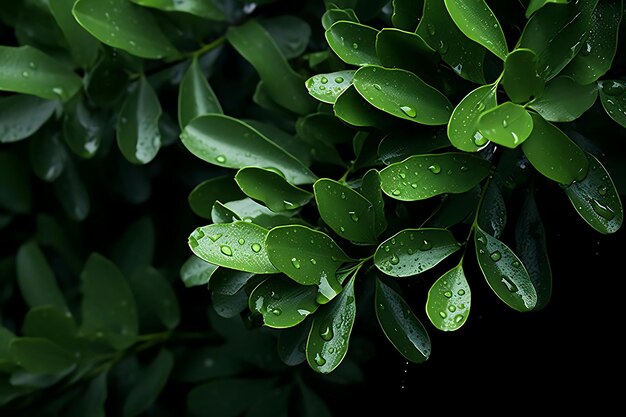 Photo of Closeup of rainsoaked leaves