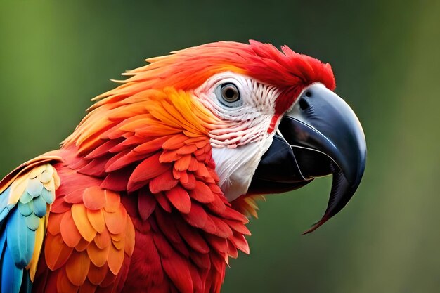 Photo closeup of a scarlet macaw from side view scarlet macaw closeup head